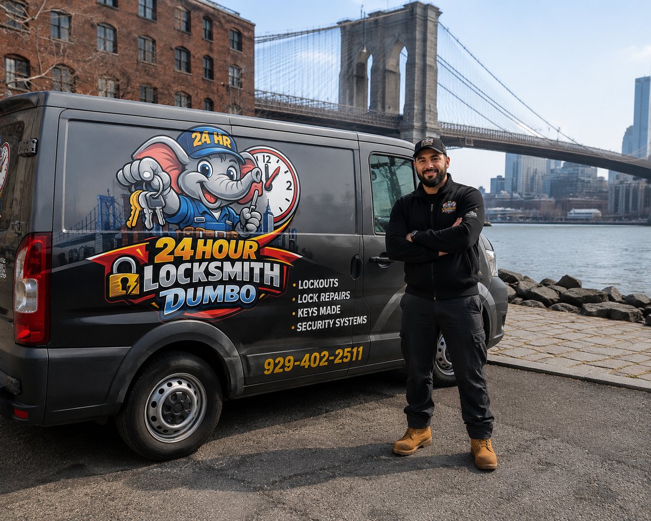 24 Hour Locksmith DUMBO vans by the Brooklyn waterfront